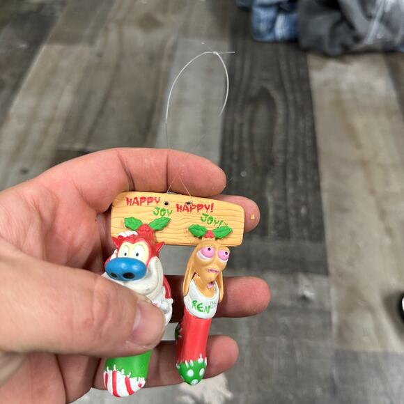 VINTAGE 1996 REN & STIMPY CHRISTMAS ORNAMENT HAPPY HAPPY JOY JOY- VIACOM - Picture 3 of 7